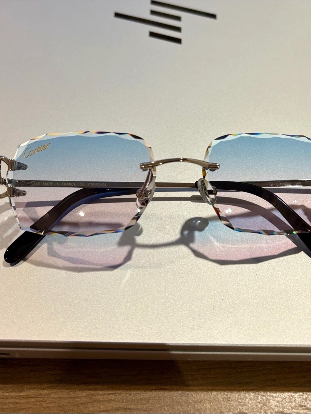 Cartier Gradient Blue-Pink Rimless Sunglasses - Picture 11 of 11